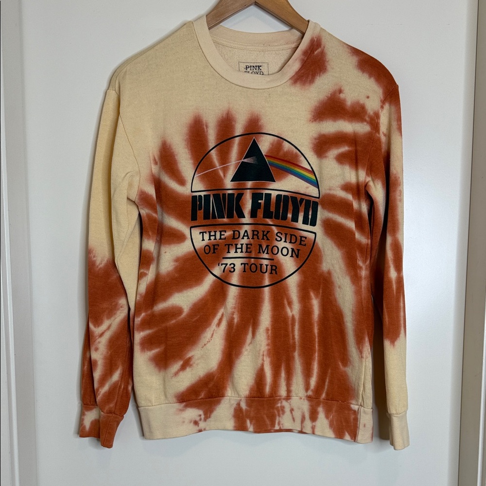 Pink Floyd Tie-Dye Crewneck Sweater - burnt orange & baby yellow